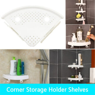 White Plastic Bathroom Corner Shelf Organizer With Hooks