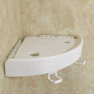 White Plastic Bathroom Corner Shelf Organizer With Hooks