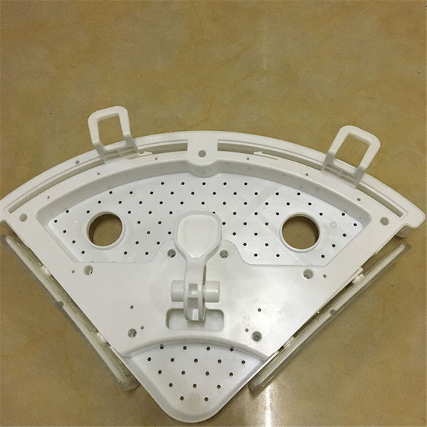White Plastic Bathroom Corner Shelf Organizer With Hooks - Image 3