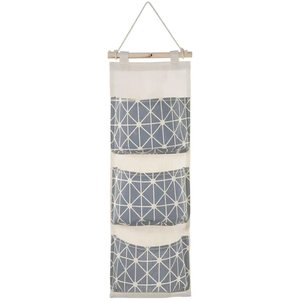 Hanging Wall and Closet Organizer with 3 Pockets, Grey - Image 3